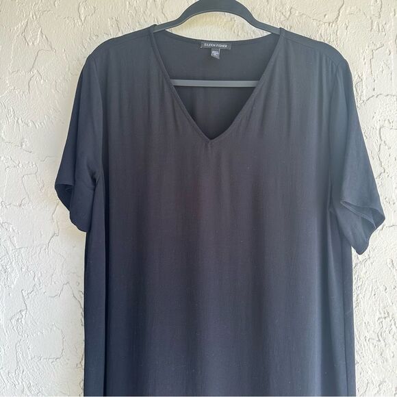 EILEEN FISHER Dress Women Medium Midi Boxy Minimalist Modest Tencel Lyocell - Picture 2 of 8